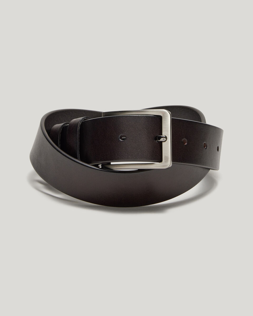 Casual Full Grain Leather Belt, Brown, hi-res